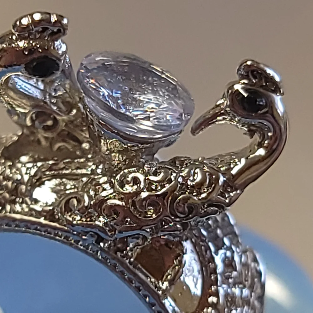 Double Peacock Ring Two Tone Cocktail